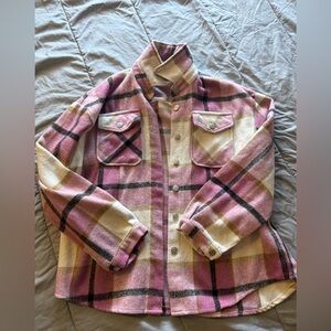 Plaid Kids Jacket in Pink and Cream
